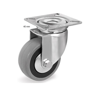 RUOTA PIASTRA GIREVOLE GOMMA D.40MM