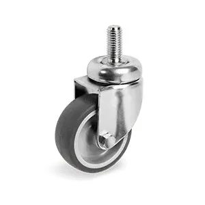 SWIVEL CASTOR, THREADED STEM, D.40, WITH RUBBER RING