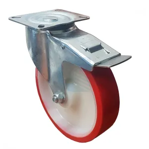 NYLON+POLYURETHANE SWIVEL PLATE CASTOR D.50MM WITH BRAKE