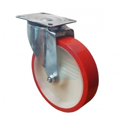 RUOTA NYLON+POLIURETANO PIASTRA FORATA D.63MM