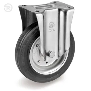 TELLURE ROTA RUBBER FIXED PLATE CASTOR — 8 SIZES, FROM D.80 TO D.280MM