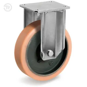 TELLURE ROTA POLYURETHANE HEAVY-DUTY FIXED PLATE CASTOR — D.150 / D.200MM