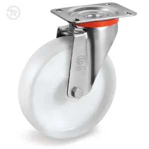 TELLURE ROTA NYLON SWIVEL PLATE CASTOR — 6 SIZES, FROM D.65 TO D.200MM