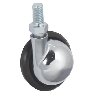 CHROME-PLATED CASTOR D.45MM — EXPANDABLE RUBBER FITTING