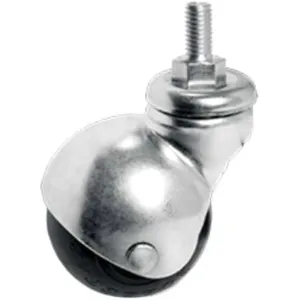 RUBBER SWIVEL CASTOR, THREADED STEM, D.45MM