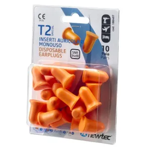T2 EAR PLUGS ORANGE IN BLISTER PACK OF 10 PAIRS