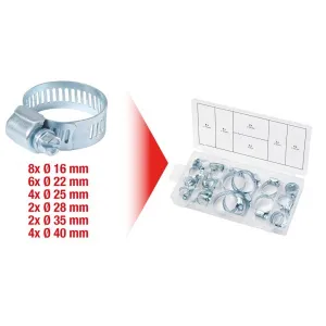 ASSORTMENT OF 26 HOSE CLIPS MM.16-40