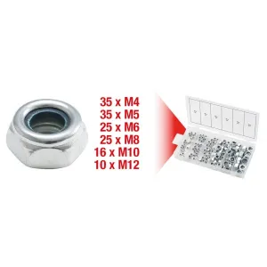 ASSORTMENT OF 146 SELF-LOCKING NUTS M4-M12