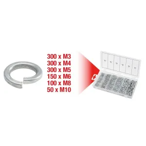 ASSORTMENT OF 1200 SPRING WASHERS M3-M10