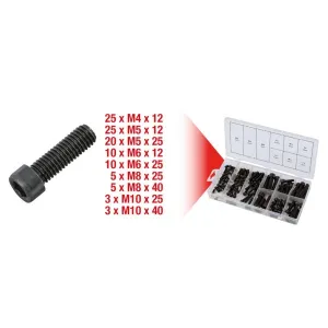 ASSORTMENT OF 106 BLACK SOCKET HEAD SCREWS M4-M10