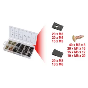 ASSORTMENT OF 170 NUTS AND SCREWS FOR CAR BODYWORK