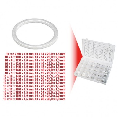 ASSORTIMENTO 300 RONDELLE IN ALLUMINIO MM.5-28