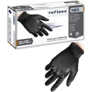 BLACK NITRILE GLOVES REFLEXX N85 50 PIECES