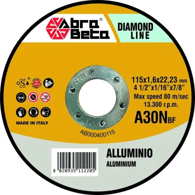 DISCO DA TAGLIO ABRA BETA LINEA A30N PER SMERIGLIATRICE ANGOLARE - DISPONIBILE NEI DIAMETRI 115 MM