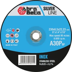 ABRA BETA SILVER RANGE A30P GRINDING DISC FOR STAINLESS STEEL FOR ANGLE GRINDER - AVAILABLE IN DIAMETERS 115 AND 230