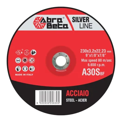 DISCO DA TAGLIO ABRA BETA LINEA SILVER A30S PER ACCIAIO PER SMERIGLIATRICE ANGOLARE - DISPONIBILE NEI DIAMETRI 115 E 150 MM