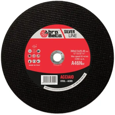 DISCO DA TAGLIO ABRA BETA LINEA SILVER A36N PER ACCIAIO INOX PER SMERIGLIATRICE ANGOLARE - DISPONIBILE NEI DIAMETRI 76, 300 E 35