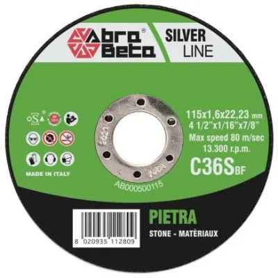 DISCO DA TAGLIO ABRA BETA LINEA SILVER C36S PER PIETRA PER SMERIGLIATRICE ANGOLARE - DISPONIBILE NEI DIAMETRI 115 MM