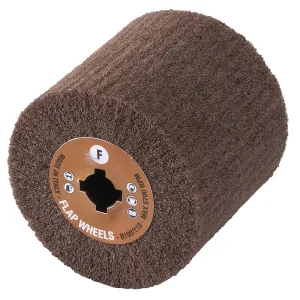 FLAP WHEEL FOR SANDING AND FINISHING ON METALS - AVAILABLE IN SIZES 110X100 MM AND GRIT 80, 100 AND 150