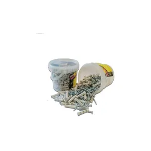TUB OF 100 NYLON WALL PLUGS 8X40 + TSP SCREW FOR FIXING IN MASONRY
