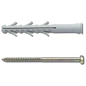 NOBEX NYLON WALL PLUG WITH HEXAGON HEAD SCREW FOR HEAVY-DUTY FIXING IN MASONRY - AVAILABLE IN SIZES 10X100, 10X135