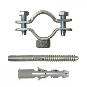 NOBEX PIPE CLAMP WITH WALL PLUG FOR WALL-MOUNTING PIPEWORK - AVAILABLE FOR PIPES FROM 1/4, 3/8, 1/2, 3/4, 1, 2, 2.1/2