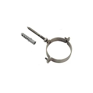 NOBEX STAINLESS STEEL PIPE CLAMP WITH WALL PLUG FOR WALL-MOUNTING PIPEWORK - AVAILABLE FOR PIPES FROM 1/2, 3/4, 1, 1.1