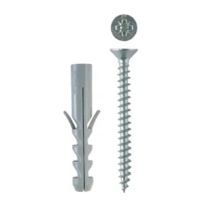 FISCHER S5V PLASTIC WALL PLUG FOR LIGHT-DUTY FIXING IN SOLID MASONRY
