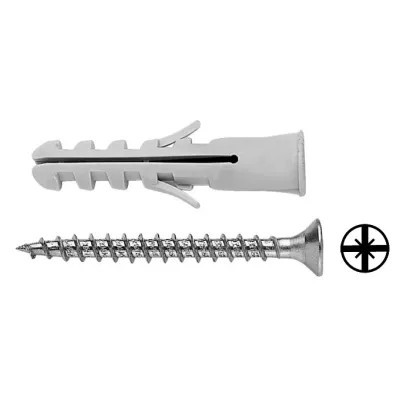 TASSELLO IN PLASTICA CON VITE ELEMATIC PER FISSAGGI LEGGERI IN MURATURA - DISPONIBILE NEI DIAMETRI 6, 8 E 10 MM