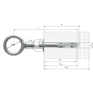 METAL WALL PLUG 12X150 FOR SCAFFOLDING, WHITE GALVANISED