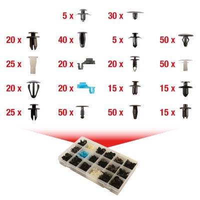 ASSORTIMENTO CLIPS MAZDA 475 PEZZI KSTOOLS PER CARROZZERIA AUTO