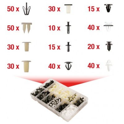 ASSORTIMENTO CLIPS MITSUBISHI 370 PEZZI KSTOOLS PER CARROZZERIA AUTO