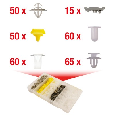 ASSORTIMENTO CLIPS RENAULT 300 PEZZI KSTOOLS PER CARROZZERIA AUTO