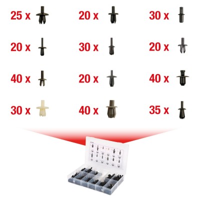 ASSORTIMENTO CLIPS BMW VOLVO MERCEDES VW 350 PEZZI KSTOOLS PER CARROZZERIA AUTO