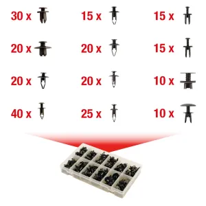 KSTOOLS UNIVERSAL CLIP ASSORTMENT, 240 PCS, FOR CAR BODYWORK