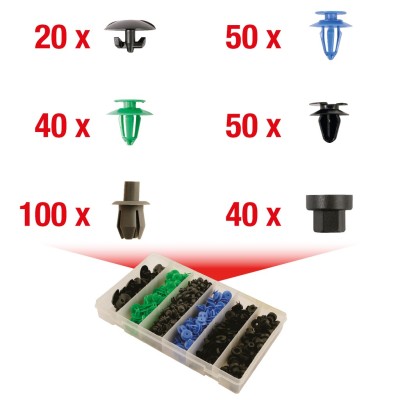 ASSORTIMENTO CLIPS OPEL/VAUXHALL 300 PEZZI KSTOOLS PER CARROZZERIA AUTO