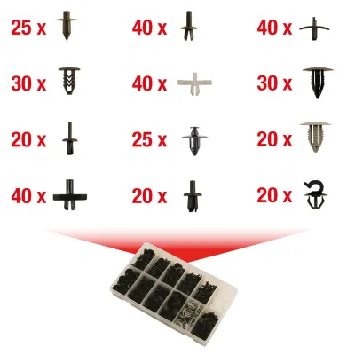 ASSORTIMENTO CLIPS VOLVO 420 PEZZI KSTOOLS PER CARROZZERIA AUTO