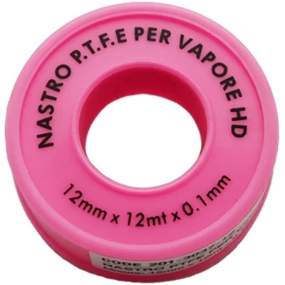 NASTRO TEFLON P.T.F.E. MM.12 12 MT HD ROSA PER TENUTA RACCORDI IDRAULICI E GAS