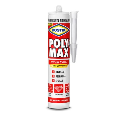BOSTIK POLY MAX BOSTIK ADESIVO SIGILLANTE UNIVERSALE PER INCOLLAGGIO SU TUTTI I MATERIALI - DISPONIBILE IN TUBO 50 GR E CRISTAL