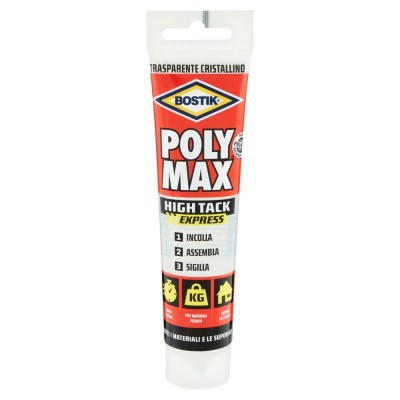 BOSTIK POLY MAX BOSTIK ADESIVO SIGILLANTE UNIVERSALE PER INCOLLAGGIO SU TUTTI I MATERIALI - DISPONIBILE IN TUBO 50 GR E CRISTAL