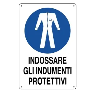 ALUMINIUM SIGN CM 30X20 'E' OBBL. INDUMENTI PROTETTIVI'