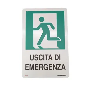 ALUMINIUM SIGN CM 30X20 'USCITA EMERGENZA PORTA SX'