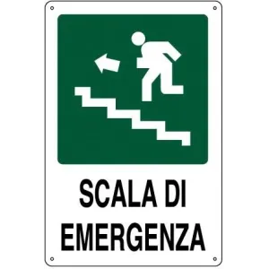 ALUMINIUM SIGN CM 30X20 'SCALA EMERGENZA A A SALIRE SX'