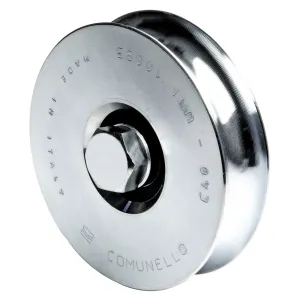 COMUNELLO SLIDING GATE WHEEL WITH 1 BEARING AND SEMI-ROUND GROOVE FOR ROUND GROUND GUIDE