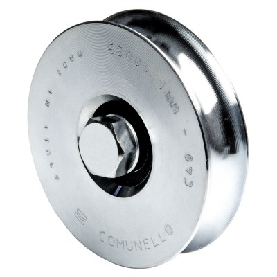 RUOTA PER CANCELLO SCORREVOLE COMUNELLO A 1 CUSCINETTO CON GOLA SEMITONDA PER GUIDA TONDA A TERRA