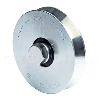 RUOTA PER CANCELLO SCORREVOLE COMUNELLO A 1 CUSCINETTO CON GOLA A V PER GUIDA A TERRA