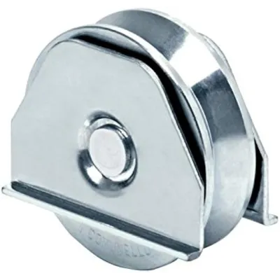 RUOTA PER CANCELLO SCORREVOLE CON SUPPORTO LATERALE COMUNELLO GOLA A V PER MONTAGGIO SU TELAIO