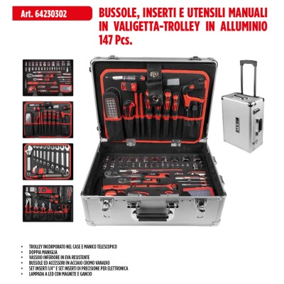 VALIGIA TROLLEY ALLUMINIO LTI SET UTENSILI 147PZ