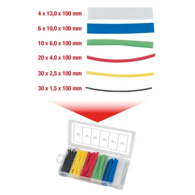 ASSORTIMENTO 100 MANICOTTI TERMORETRAIBILI COLORATI