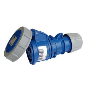IN-LINE SOCKET CE 2P+T 16A BLUE IP 67